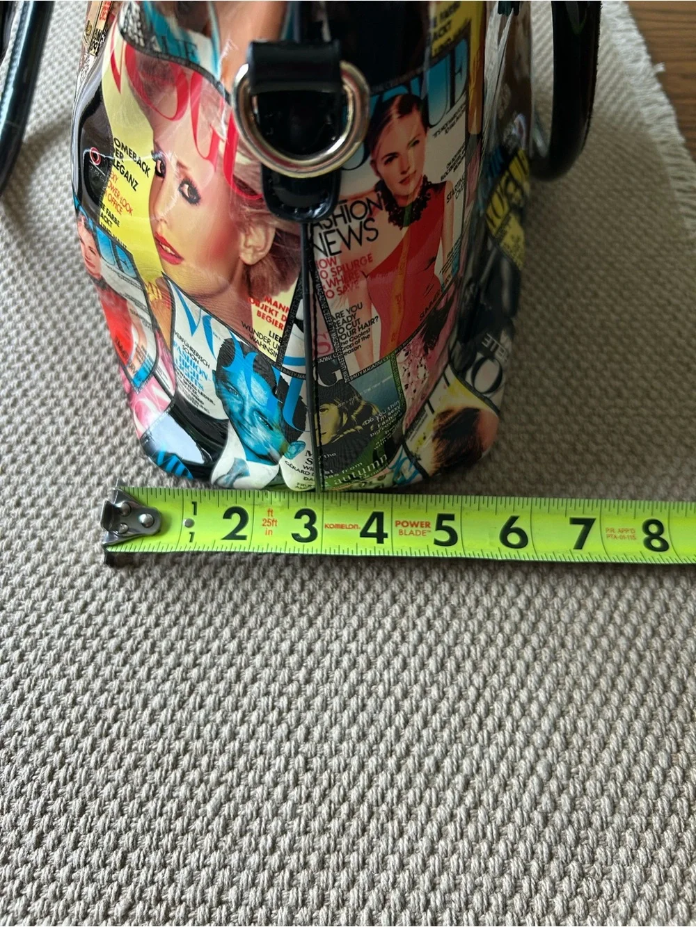 Glossy Multicolor Magazine-Print Shoulder Bag